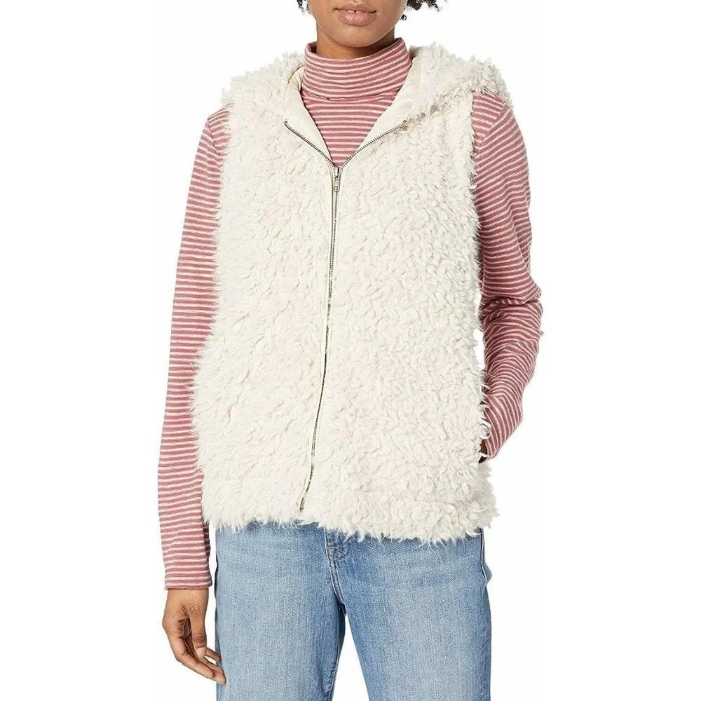 BB DAKOTA Arctic‎ Foxy Teddy Hooded Wubby Vest In Cream Size Small NWT